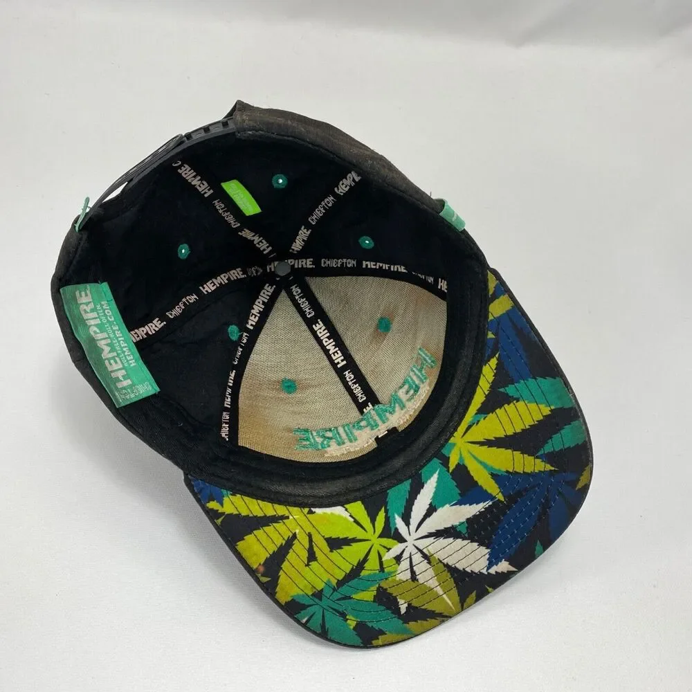 Hempire Mens Cap Hat Black Snap Back Embroidered Logo Chiefton Made of Hemp